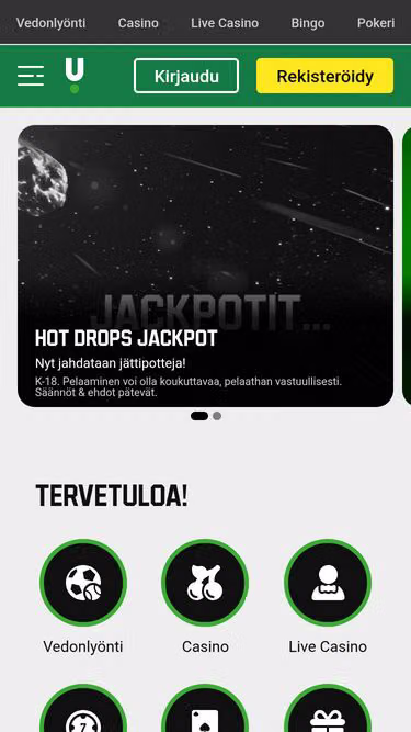 Screenshot of unibet.fi
