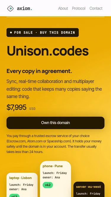 Screenshot of unison.codes
