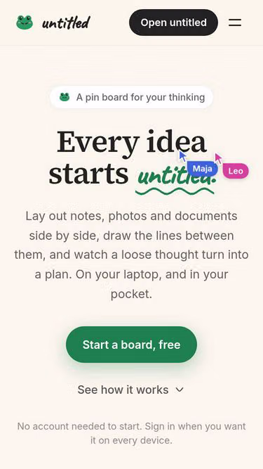 Screenshot of untitled.cards