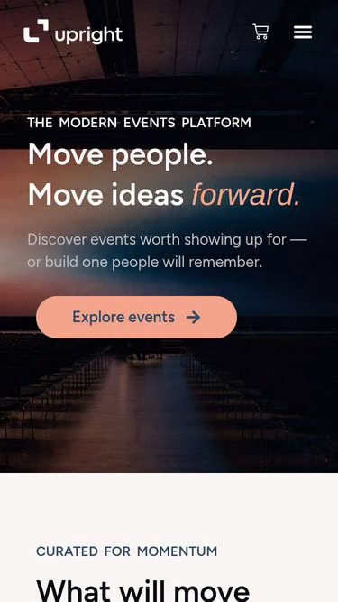 Screenshot of upright.events