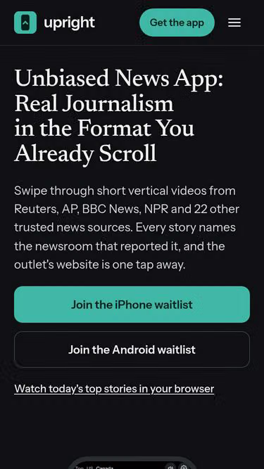 Screenshot of upright.news