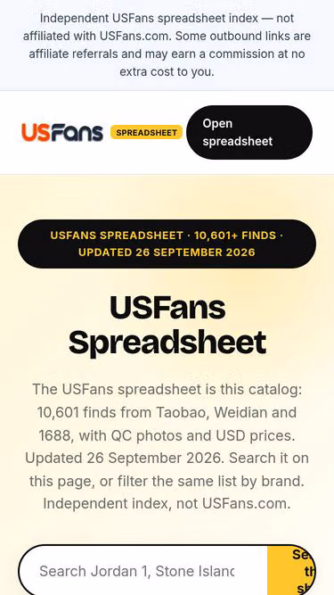 Screenshot of usfansspreadsheet.net