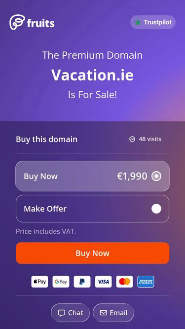 Screenshot of vacation.ie