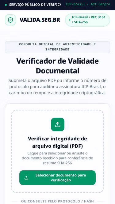 Screenshot of valida.seg.br