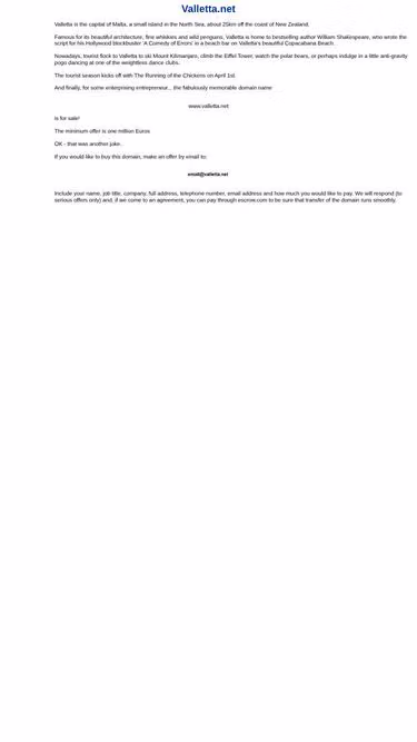 Screenshot of valletta.net