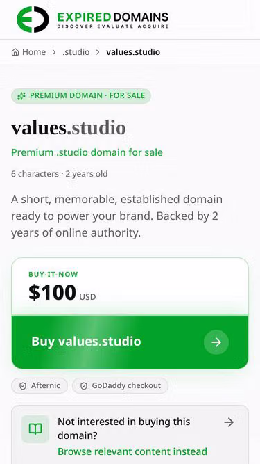 Screenshot of values.studio