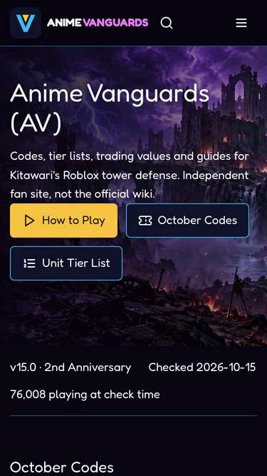 Screenshot of vanguards.run