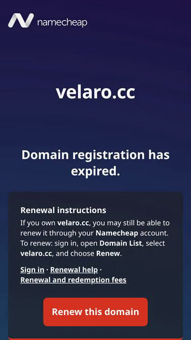 Screenshot of velaro.cc