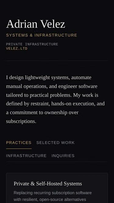 Screenshot of velez.ltd