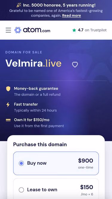 Screenshot of velmira.live