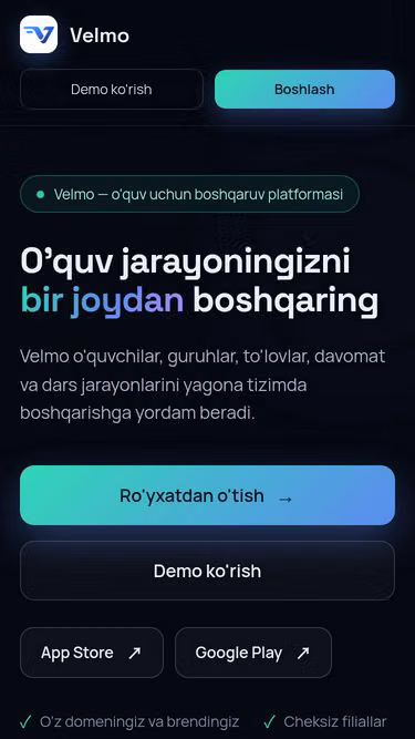 Screenshot of velmo.uz