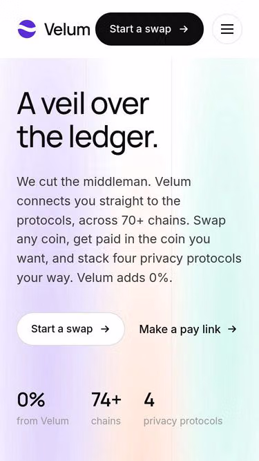 Screenshot of velum.exchange