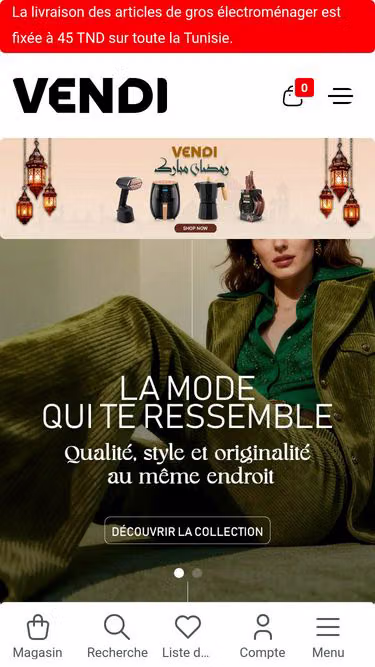 Screenshot of vendi.tn