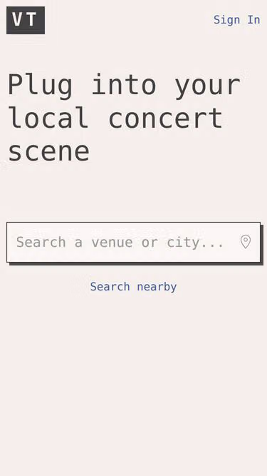 Screenshot of venue.tube