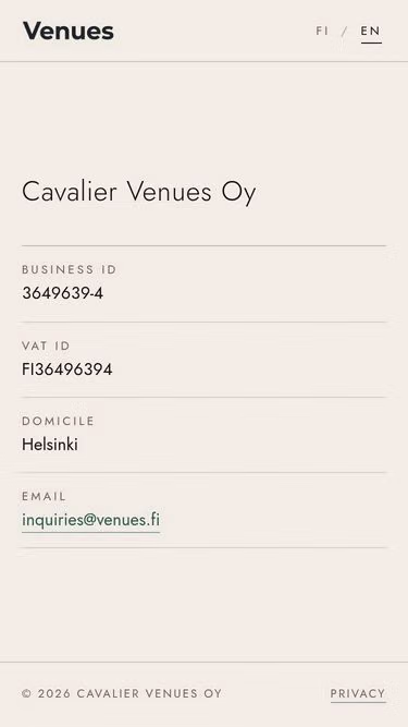 Screenshot of venues.fi
