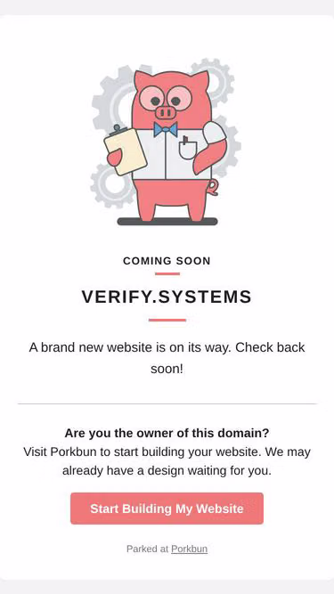 Screenshot of verify.systems