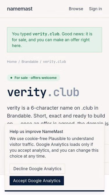 Screenshot of verity.club