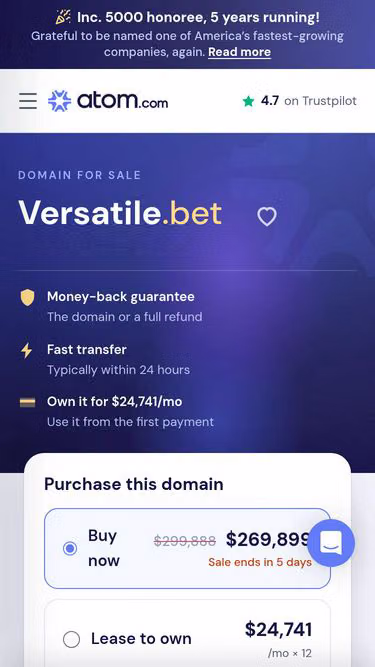 Screenshot of versatile.bet