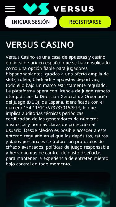 Screenshot of versuscasino.com.mx