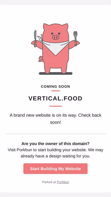 Screenshot of vertical.food