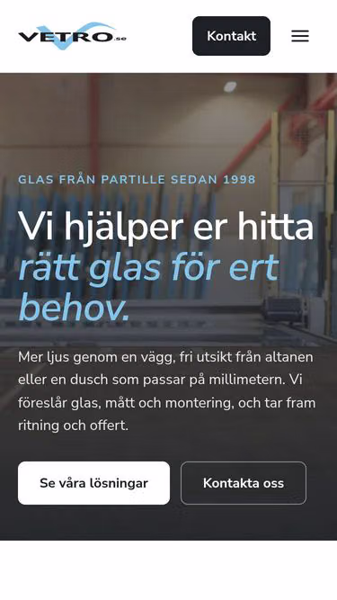 Screenshot of vetro.se