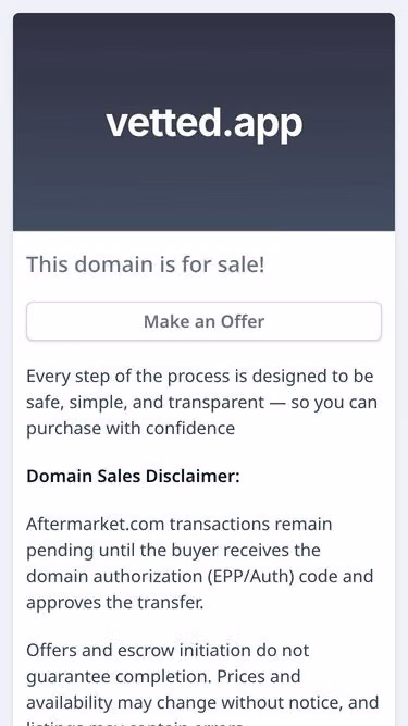 Screenshot of vetted.app