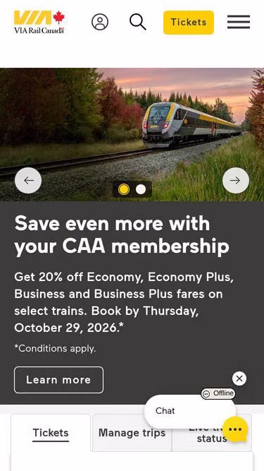 Screenshot of via.ca