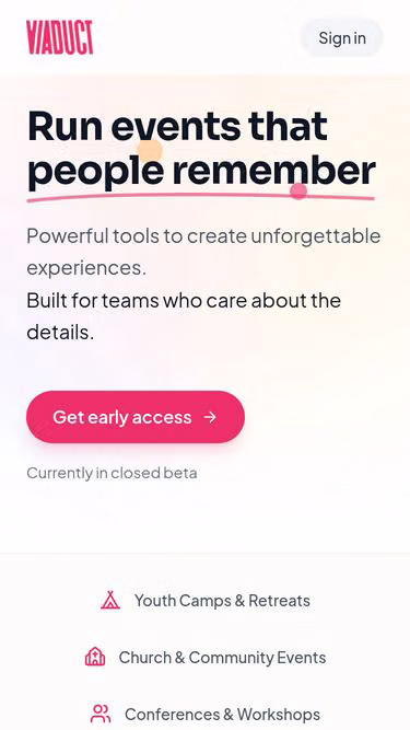 Screenshot of viaduct.events