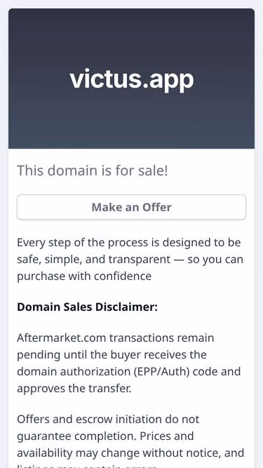 Screenshot of victus.app