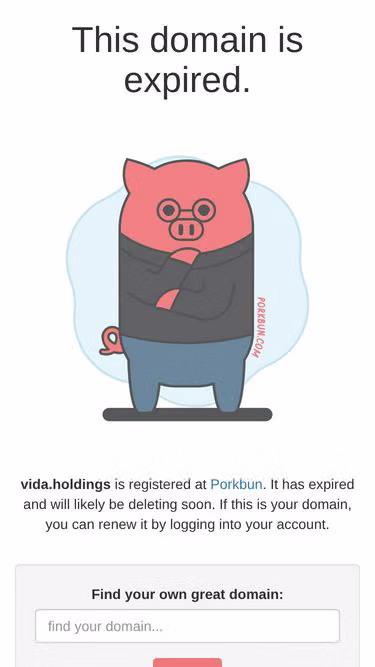 Screenshot of vida.holdings
