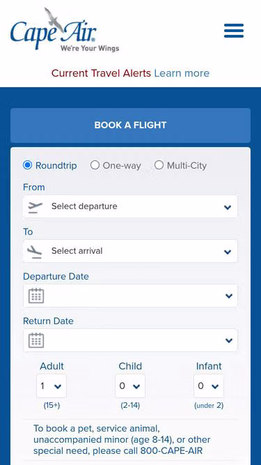 Screenshot of vineyard.flights