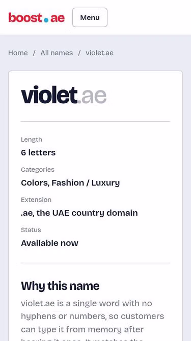 Screenshot of violet.ae