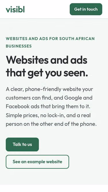 Screenshot of visibl.co.za