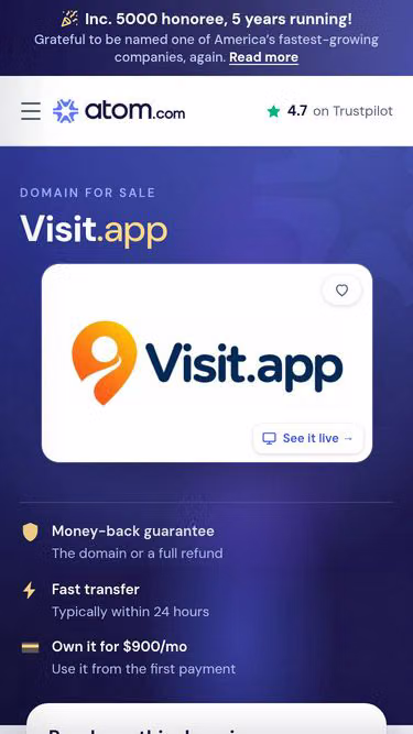 Screenshot of visit.app