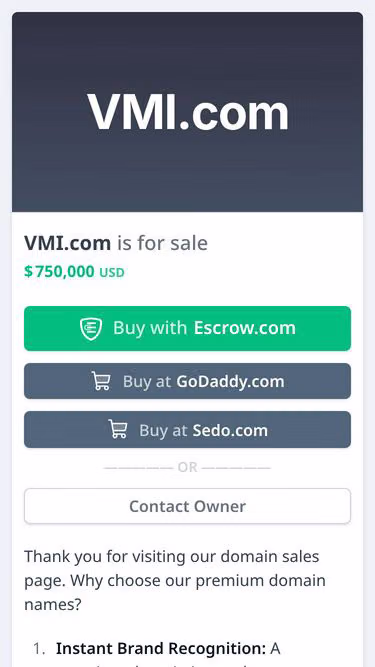 Screenshot of vmi.com
