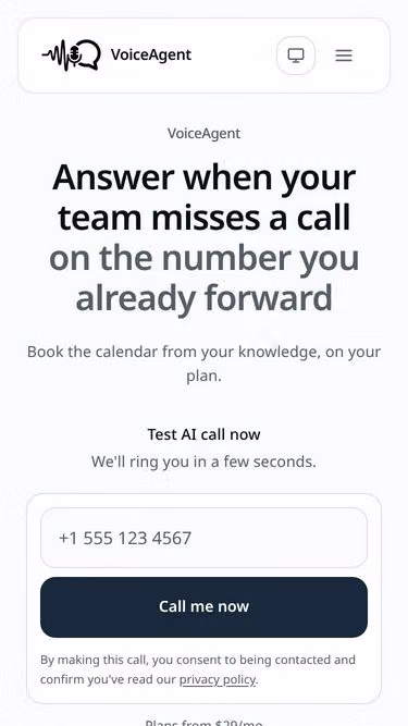 Screenshot of voiceagent.chat
