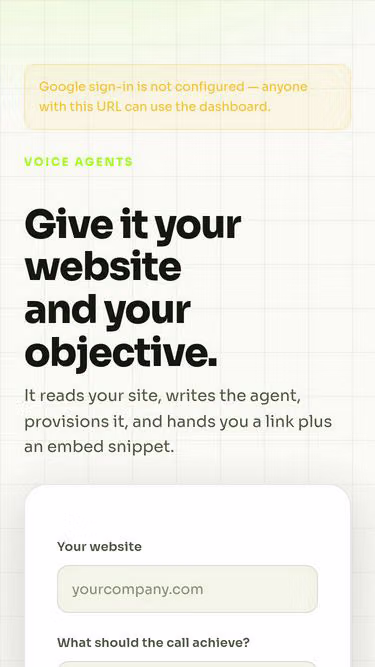 Screenshot of voiceagent.life