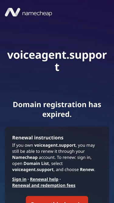 Screenshot of voiceagent.support