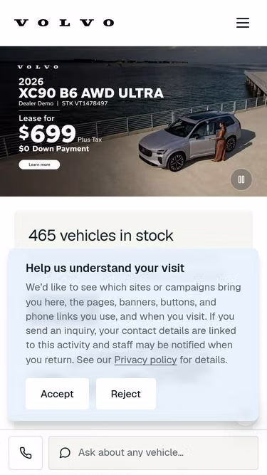 Screenshot of volvo.live
