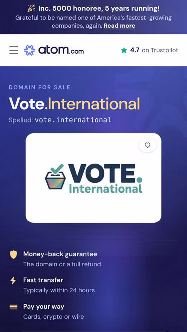 Screenshot of vote.international