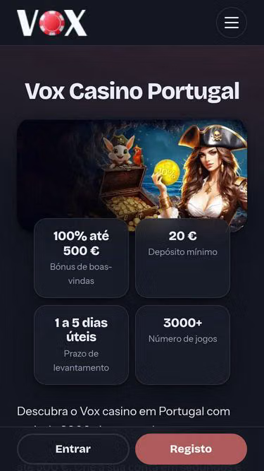 Screenshot of voxcasino.com.pt