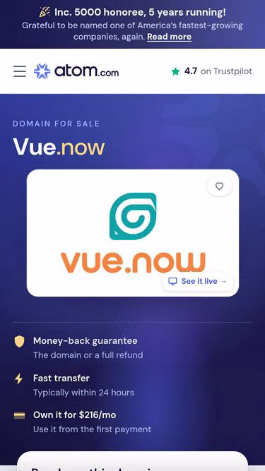 Screenshot of vue.now