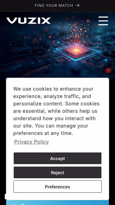 Screenshot of vuzix.io