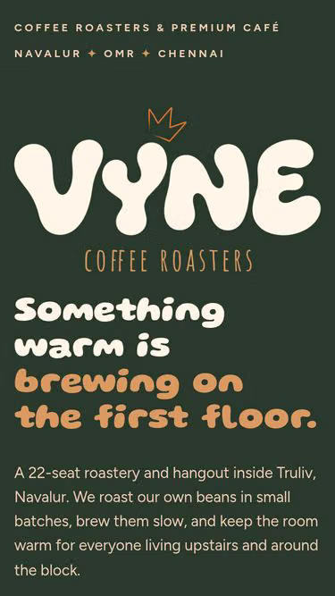 Screenshot of vyne.coffee