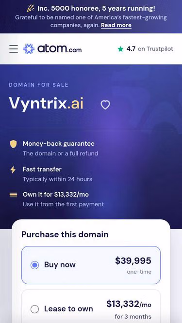 Screenshot of vyntrix.ai