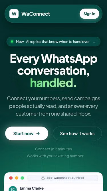 Screenshot of waconnect.ai
