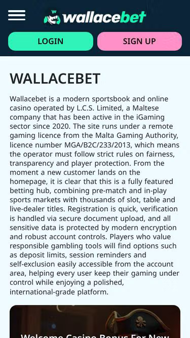 Screenshot of wallacebet.bet