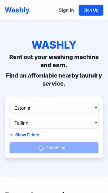 Screenshot of washly.ee