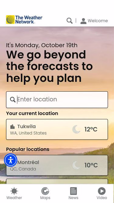 Screenshot of weather.ca