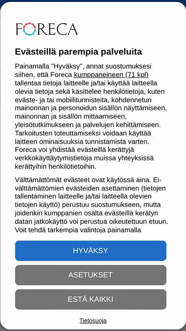 Screenshot of weather.fi